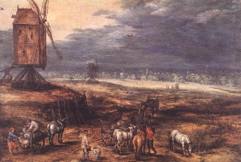 BRUEGHEL, Jan the Elder Landscape with Windmills fdg oil painting picture
